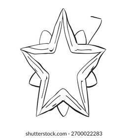 Estrella decorativa con líneas de cinta superpuestas,