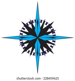 Decorative star shaped vector Compass rose cartography and mapping symbol