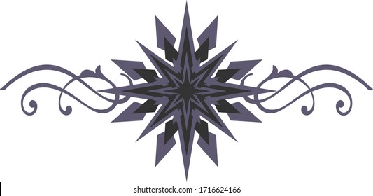 Decorative star, vintage star, star with scroll element
