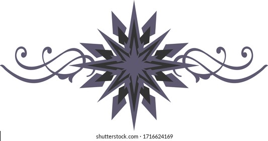 Decorative star, vintage star, star with scroll element
