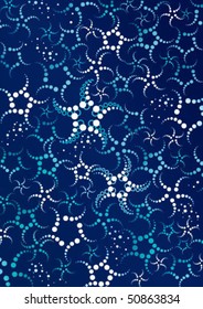 Decorative starfish on a blue background. Seamless pattern. Vector illustration.