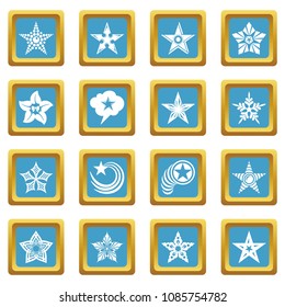 Decorative stars icons set vector sapphirine square isolated on white background 