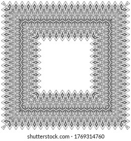 Decorative stencil, interior decoration, frame for your text. Design elements created with lace border. Symmetrical vector