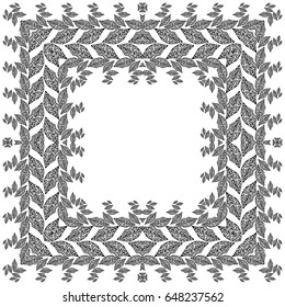Decorative stencil, interior decoration, frame for your text. Design elements created with lace border. Symmetrical vector