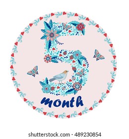 Decorative sticker to the 5 month baby.For the family album design and decoration of photos.