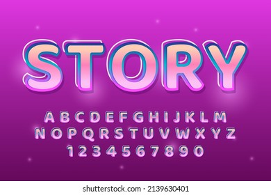 decorative story Font and Alphabet vector