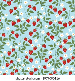 Decorative strawberries seamless pattern design