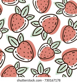 Decorative strawberry seamless pattern. Detailed illustration, hand drawn. Great for fabric and textile, prints, invitation, packaging, or any desired idea.