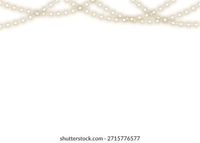 Cadena decorativa de luces Navidades y guirnalda de luz de año Nuevo. Png transparencia. Las bombillas de Navidad brillan con un brillo suave, luz festiva de la cuerda de la guirnalda. Navidades de luces con bombillas brillantes para tarjetas de vacaciones y Anuncios de fondo superpuesto. Navidades de Vector se enciende en un transparente 
