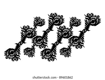 decorative strip of vegetation patterns on a white background