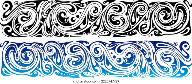 Decorative strip with water streams and drops