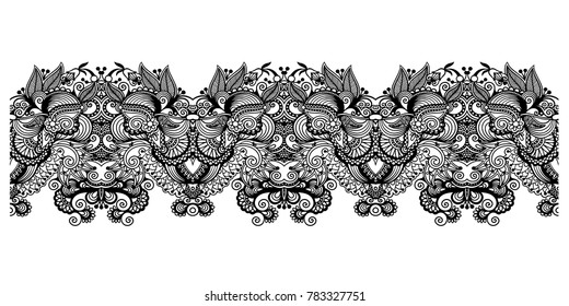 decorative stripe pattern, paisley floral design, vector illustration