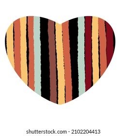 Decorative striped abstract heart  hand painted, suitable for decorating designs for Valentine's Day, Christmas, birthday, wedding, declaration of love.