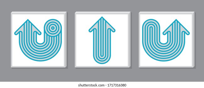 Decorative striped arrow in three image options