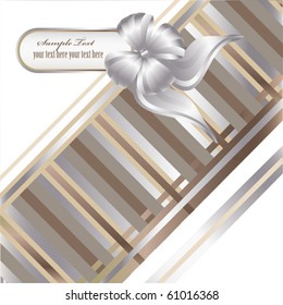 Decorative striped background with ribbon and bow.