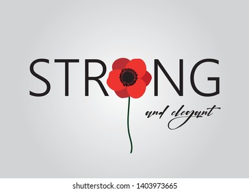 Decorative Strong and Elegant Text with Poppy Flower Vector