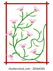 a decorative style of flowers with leaf inside a frame.