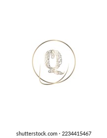 A decorative style mixed handcrafted designed letter Q vector logo template