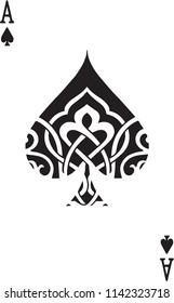 Decorative style poker playing casino spade ace cards, vector EPS AI8.