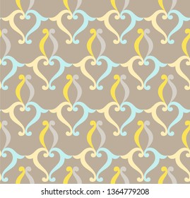 Decorative stylish pattern. Trendy wavy multicolored elements backgrounds for textile, fabric, cover and banner. Seamless vector abstract pattern.