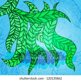 Decorative stylized background with fancy green leaves. Eps 10 vector