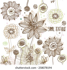 decorative stylized background with flowers hand painted brown