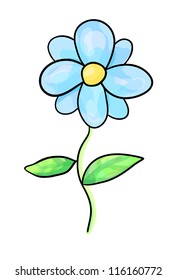 Decorative stylized blue flower sketch