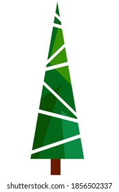 decorative stylized Christmas tree drawn in a vector with a geometric pattern that imitates decorations