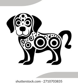 Ilustração de padrão de silhueta de cachorro estilizado decorativo. Ilustração vetorial.