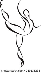 Decorative, stylized drawing . Ballet pose. 