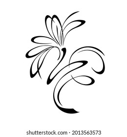 decorative stylized flower on a curved stem with curls. graphic decor