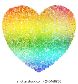 Decorative stylized heart with rainbow pattern