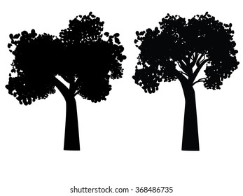 Decorative stylized tree design, abstract black silhouette.