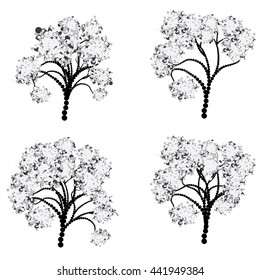Decorative stylized tree design, abstract black silhouette.