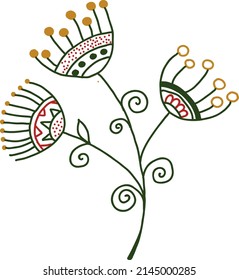 Decorative stylized twig with flowers. A vector file is useful for creating your designs.