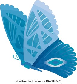 Decorative summer butterfly. Blue fantasy moth flying