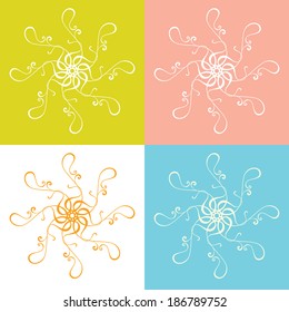Decorative sun on colored backgrounds