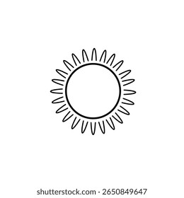 Símbolo de contorno decorativo do sol. Simples verão ou sol linha ícone da arte.
