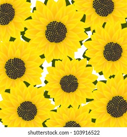 Decorative sunflower card, abstract art illustration