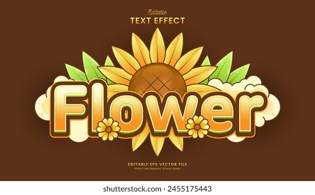 decorative sunflower editable text effect vector design