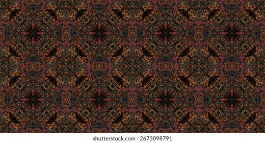 Dekoratives Oberflächendesign mit ornamentalem, nahtlosem Muster. viktorianisches Vektordesign. Nahtlose kaleidoskopische Textur für Tapete. 

Zierhintergrund mit ethnischer Geometrie. Stoffdruck
