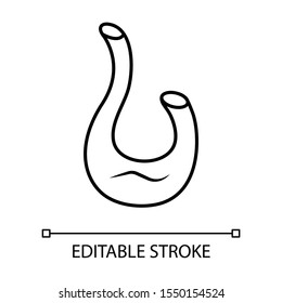 Decorative swan decanter linear icon. Wine service thin line illustration. Glassware, tableware contour symbol. Vector isolated outline drawing. Alcohol beverage, bar. Editable stroke