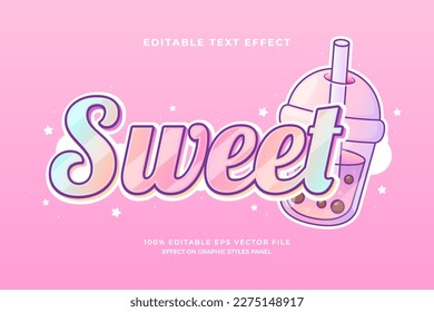 diseño vectorial de efecto de texto editable dulce decorativo