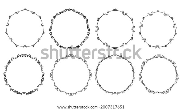 Decorative swirl border or frame round circle\
ornament and vintage decor big\
set