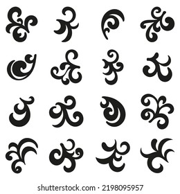 conjunto de curvas decorativas vectoriales. elementos dibujados a mano