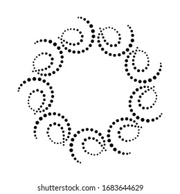 Decorative swirl frame made by dots for placement in the center of the ceiling. Rosette for interior. Dotted frame for laser cutting. Abstract floral silhouettes for wedding invitations and greeting c