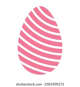 Decorative Swirl Happy Easter Egg with Elegant Diagonal Stripes in a Soft Pink Color