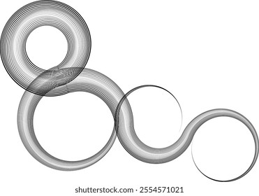 Decorative swirl of line. Intertwined curved lines .Abstract flow linear fluid shapes .Curly design element. Music sound wave . Swirl calligraphic flourish divider ornament design. Curve lines Vector 