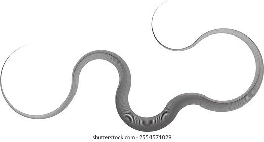 Decorative swirl of line. Intertwined curved lines .Abstract flow linear fluid shapes .Curly design element. Music sound wave . Swirl calligraphic flourish divider ornament design. Curve lines Vector 