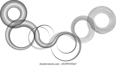 Decorative swirl of line. Intertwined curved lines .Abstract flow linear fluid shapes .Curly design element. Music sound wave . Swirl calligraphic flourish divider ornament design. Curve lines Vector 